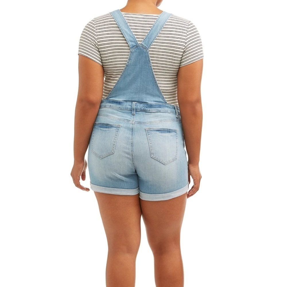 Wax Jean Lightwash Overalls Shorts - Picture 3 of 7